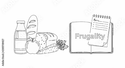 Groceries and a book about frugality