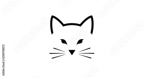 Black and white cat face outline.