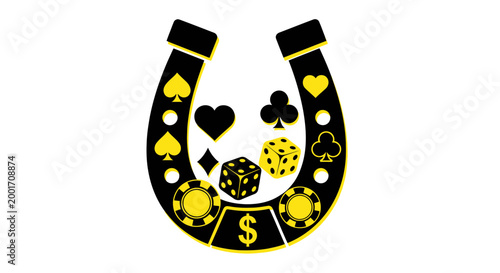 Black and yellow horseshoe casino icon.