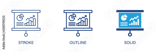 Data Business icon with editable stroke, outline and solid styles. Vector icon illustration.
