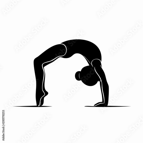 Silhouette of a gymnast performing a bridge pose
