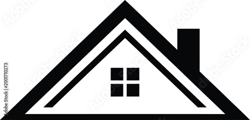 Minimalist house roof with window and chimney with real estate