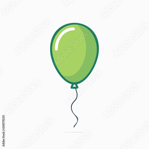 Green Balloon with String