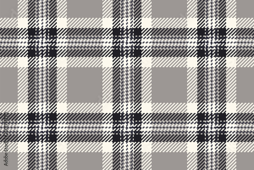Direct fabric vector pattern, skirt check textile tartan. Handsome seamless plaid texture background in vintage gray and sea shell colors.
