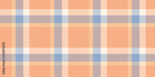 Flooring plaid tartan vector, nyc check pattern texture. 1940s textile fabric seamless background in orange and pastel colors.