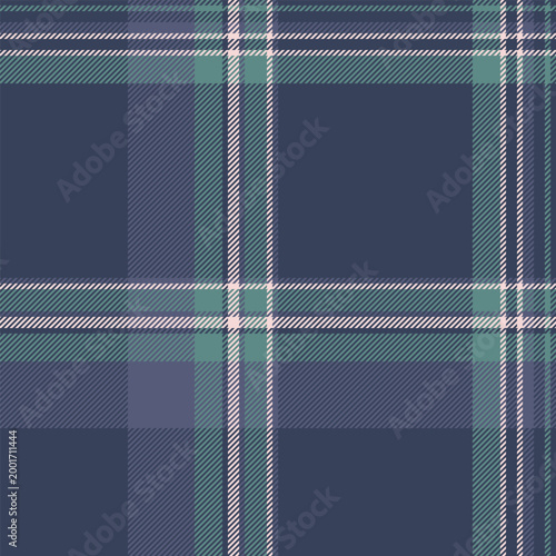 Old texture vector plaid, faded check background fabric. Installing pattern tartan seamless textile in blue and pastel colors.