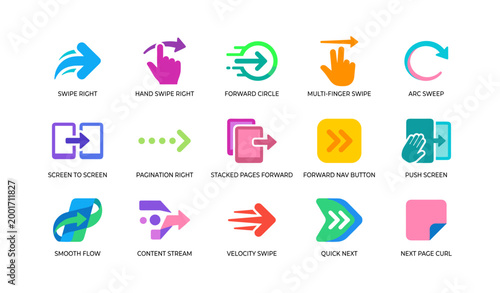 Foto Swipe and navigation icons displayed in grid on white background