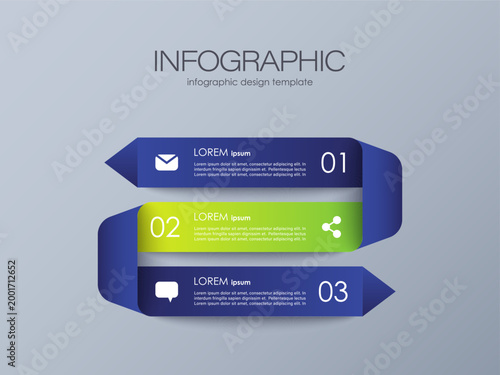 Minimalistic modern infographic design. Three step or options vertical template