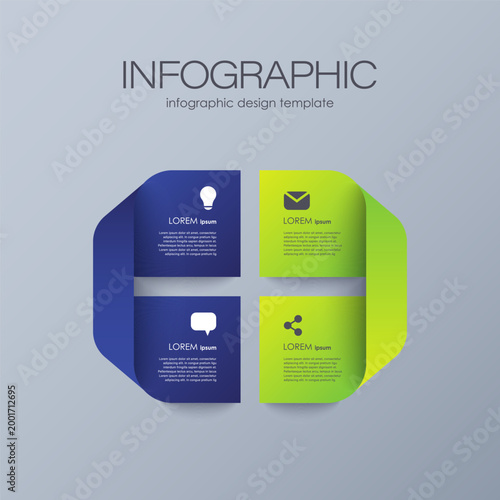 Minimalistic modern infographic design. Four step or options vector template