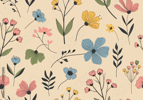 Creative floral artwork with abstract forms and balanced harmony