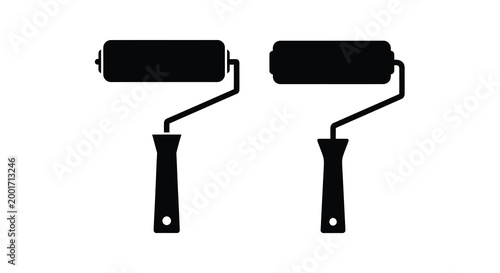 paint roller silhouette on white background high quality professional detailed