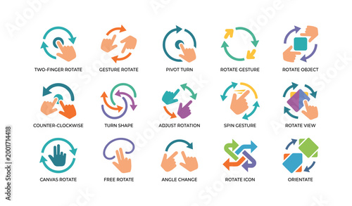 Touch rotation and gesture icons arranged in grid layout