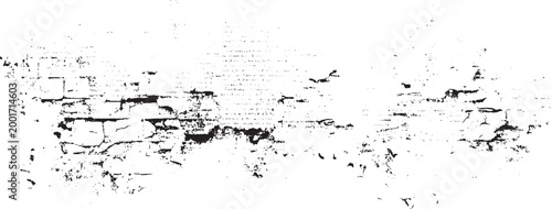 Textured black and white distressed brick wall with faint text overlay grunge