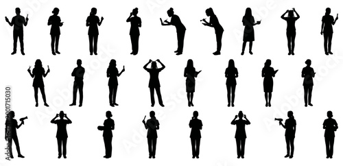 Salon and beauty silhouettes set | professional stylist characters in action poses | collection of spa workers for hair and skincare design