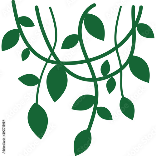 Hanging Green Jungle Vines Vector