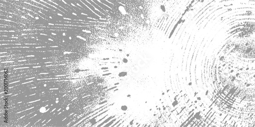 Gray and white abstract textured background with circular and linear patterns