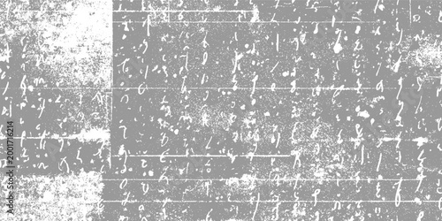 Faded handwritten script on distressed grey paper with white specks and horizontal lines handwriting