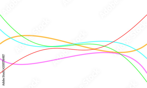 Green, Yellow, Pink, Red Multicolor Line Set on White Background Design