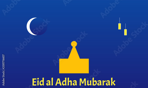 Eid al Adha Mubarak Design on Blue Background for Festive Greetings