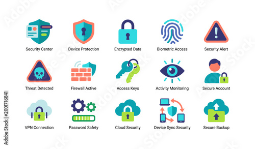 Security and privacy icons displayed in grid layout