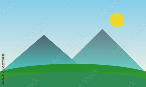 Scenic Mountain and Sun Vector Design for Travel and Nature Themes