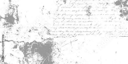 Faded grey textured background with distressed handwritten script aged antique black blank