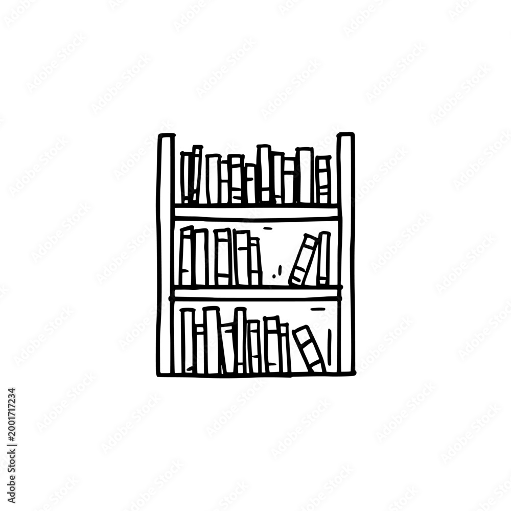 Obraz premium Bookshelf icon logo design. Bookcase sign and symbol. Bookshelf icon. Reading and education library furniture.