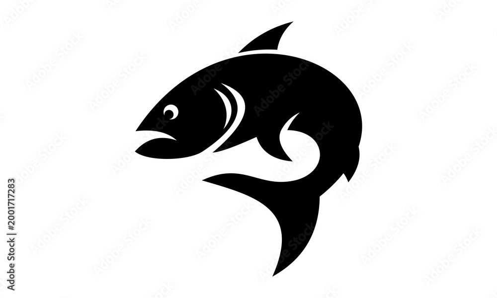 Fototapeta premium black fish vector logo silhouette