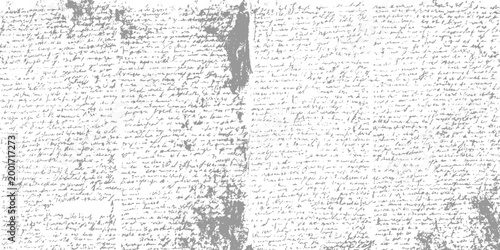Faded grey handwritten script texture on white background with distressed areas handwriting writing vintage