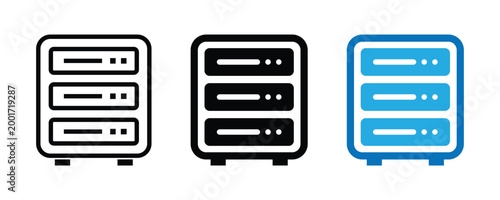 Server icons. Simple datacenter symbol for app, website and UI design element. Transparent PNG and vector.