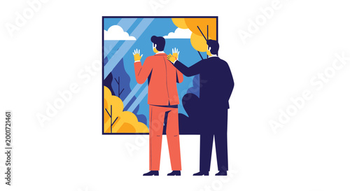 Business people, discussing, artwork, vector illustration, office setting