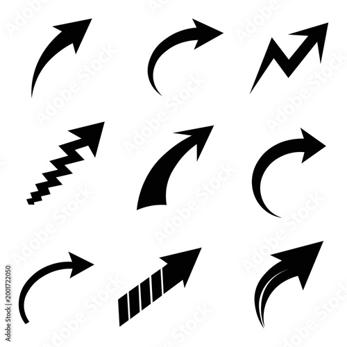Set black arrow on white background 