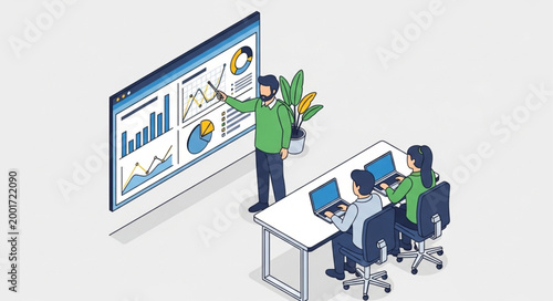 Businessman presenting to colleagues in office.