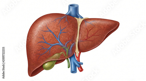 Liver Anatomy Front View Educational Illustration