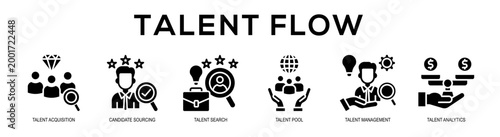 glyph - Talent Flow web banner vector illustration concept