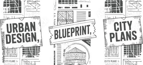 Urban blueprint city plans architectural and building