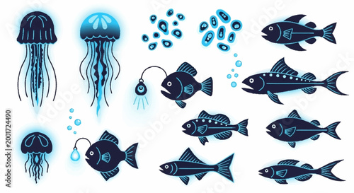 Fish and Jellyfish Ocean Creatures.