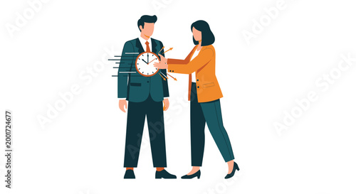 Business people, office workers, time management, productivity concept, vector illustration