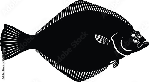 Vintage black and white illustration of a flatfish