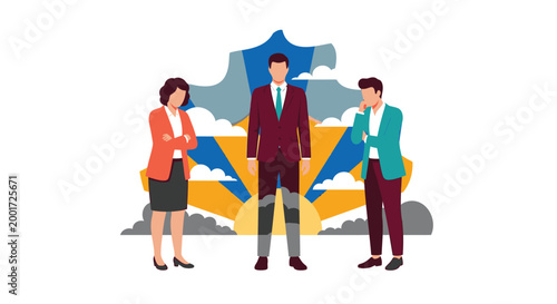 Business people, professionals, teamwork, collaboration, office workers, vector illustration