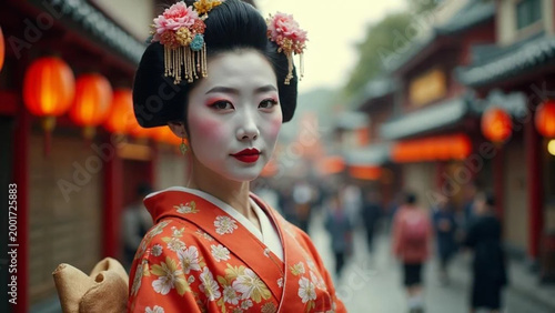 Street portrait of geisha