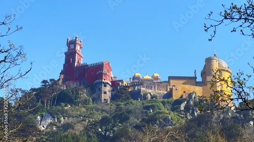  Sintra vibrant Palacio Nacional da Pena atop forested hills