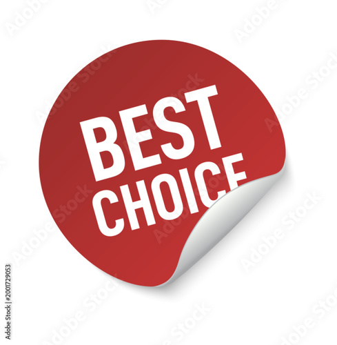 Discount red sticker tag with best choice sale tag, badge for retail promotion, marketing campaigns, ecommerce, and advertising design. Vector illustration