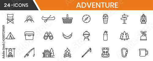 Adventure Thin Line Geometric Icons