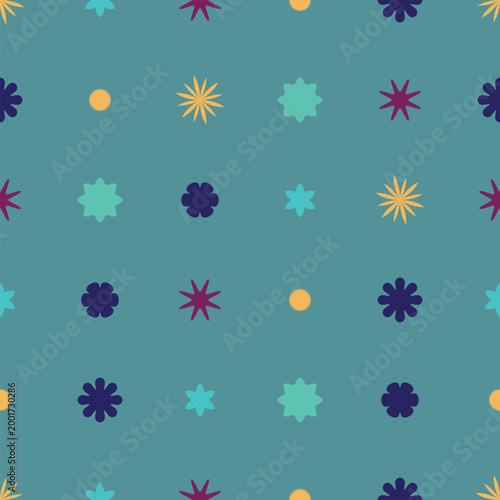 Abstract Seamless Pattern. A mix of geometric shapes, stars and circles for modern design