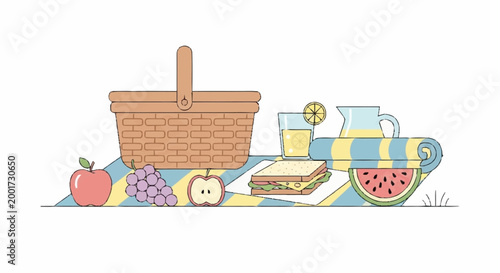 Picnic basket with food items 1.