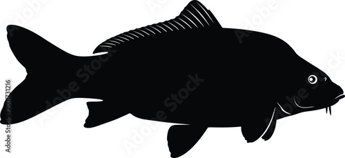 Black silhouette of a fish a vintage style aquatic illustration