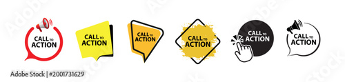 call to action sign on white background