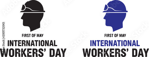 International workers' day commemoration with construction worker helmets