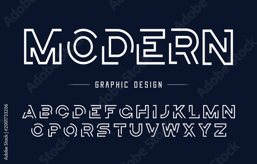 Abstract modern alphabet line font. Minimal slim typography monogram fonts style. Vector illustration and tech font. 
